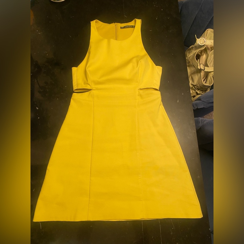 Yellow ZARA cutout dress